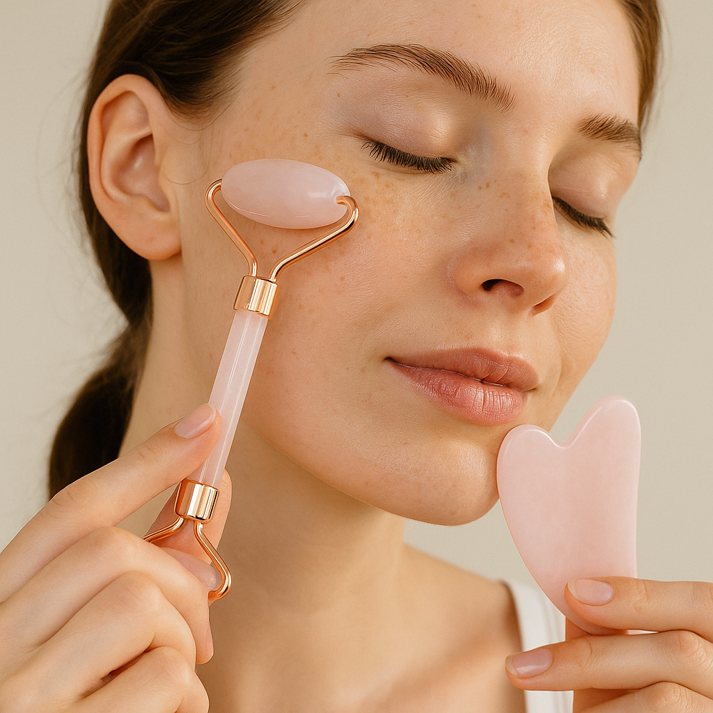 Gua Sha Power Paket (Stein, Roller, E-Book)